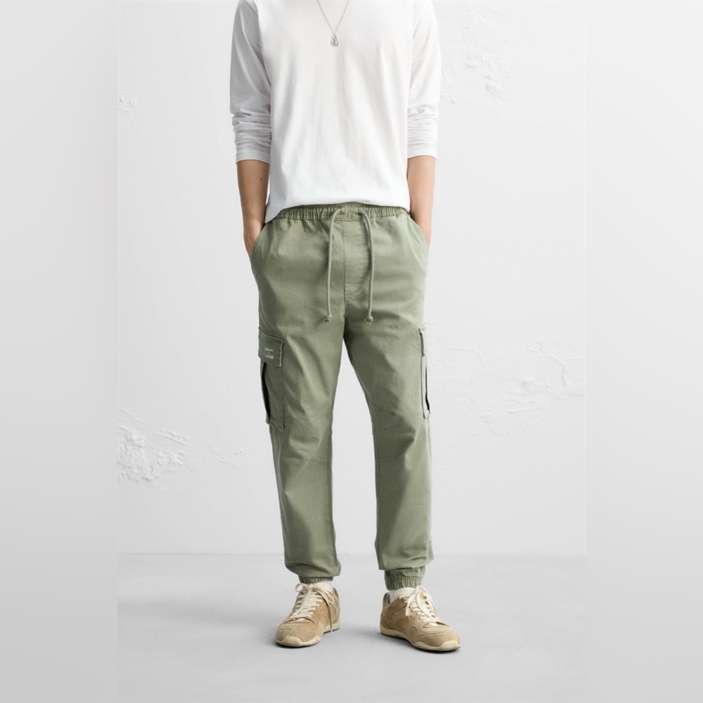 Zara XL Green Cargo Joggers